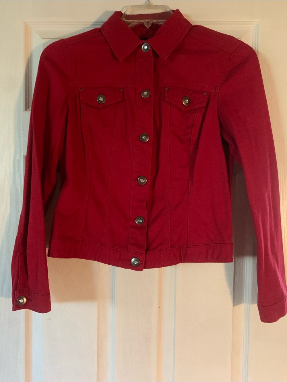 Baccini Red Button-Front Blazer Jacket